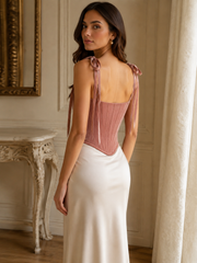 Amorette Dusty Rose Velvet Sacred Heart Corset