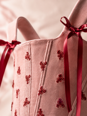 Rosaline Blush Embroidered Ribbon Corset