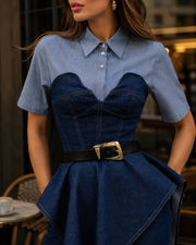 Rivoli Layered Denim Corset Top