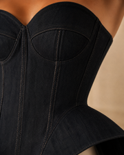 Noire Sculpted Denim Corset Top