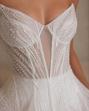Elysiane Ivory Beaded Bridal Corset with Sculpted Peplum