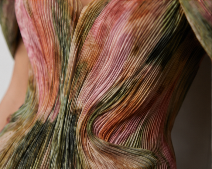 Aurelia Pleated Botanical Corset with Draped Sleeves