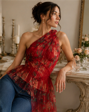 Rosalie Rouge Floral Tulle Corset Top